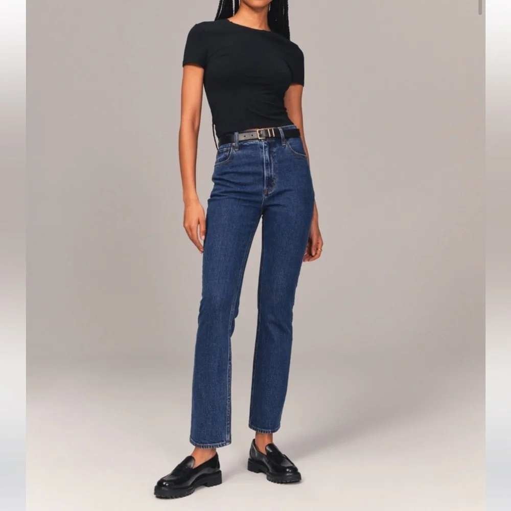 Abercrombie & Fitch Ankle Straight Jeans 25 / 0 Long Blue Ultra High Rise Denim